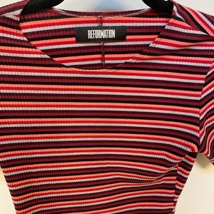 Reformation ribbed striped t shirt. Size small